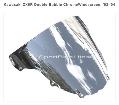Kawasaki Ninja ZX6R/RR ХРОМИРОВАННОЕ двойное пузырьковое сменное лобовое стекло, '03-'04 - Изображение 1 из 4