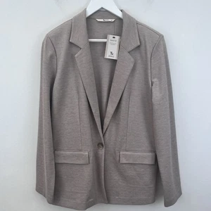 TU Women's Jersey Blazer Single Breasted Minimalist Size 12 Beige BNWT - Picture 1 of 17
