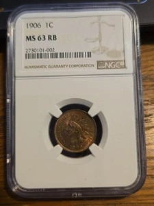 1906 NGC MS 63 MS63 RB Indian Head Cent Penny 1C Red Brown NICE HIGH GRADE - Picture 1 of 4