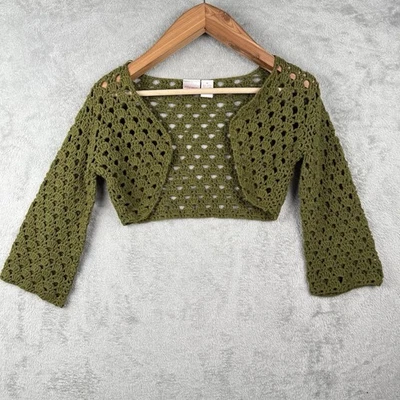 Cárdigan suéter tejido abierto Xhilaration Y2K para mujer M verde oliva vintage Foto 1 de 4