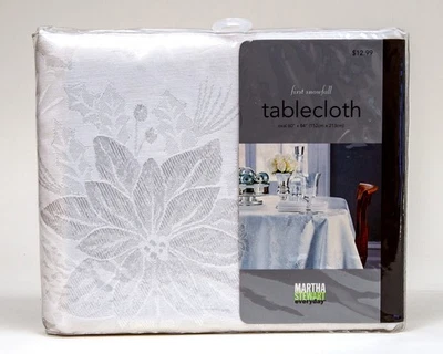 First Snowfall Tablecloth Oval 60x84 Damask Martha Stewart Everyday VTG 2002 - Image 1 of 4