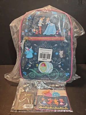 Mini Mochila e Porta-Cartões Loungefly Disney Cinderella Storybook; Novo com etiquetas! - Imagem 1 de 4