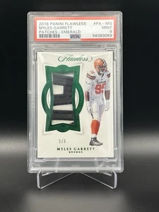 MYLES GARRETT 2018 PANINI FLAWLESS PATCHES EMERALD #PA-MG 1/3 PSA 9 MINT - Picture 1 of 4