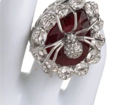 Authentic Betsey Johnson Spider Ring - Size 7, Silver Tone, NWT - Image 1 of 4