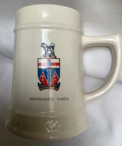 WHITEHORSE YUKON Canada Large Porcelain Beer Drink Mug Gold Trim - Picture 1 of 6