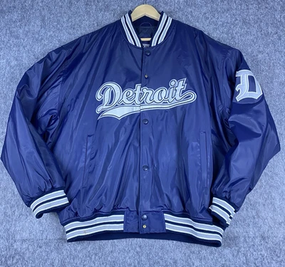 Vtg Steve & Barry’s Men's Detroit Varsity Jacket Navy Blue Polyvinyl Size 2XL - Image 1 of 4