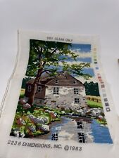 Vintage 1983 Dimensions Inc. #2238 Unframed Finished Needlepoint Country Home
