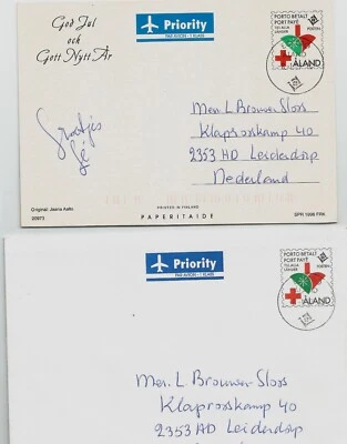 ALAND (Finlandia) Postal Prepago + Sobre Prepago Cruz Roja Soc./Navidad/1997/U Foto 1 de 2