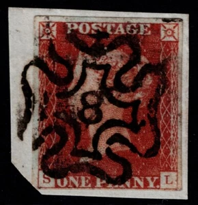 1841 1d Red Pl 41 SL 4m Full London No 8 in Maltese Cross Fine Used Cat. £160.00 - Picture 1 of 1