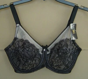 NWT $65 WACOAL 34D RETRO CHIC Black FULL FIGURE Underwire Bra 855186 - Picture 1 of 3