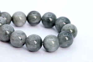 12MM Genuine Natural Light Gray Chrysoberyl Cat Eye Beads AA Round Loose Bead 8" - Picture 1 of 3