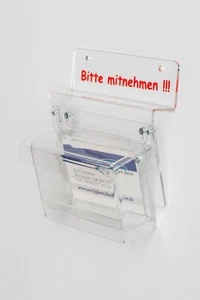 NEU ! Visitenkartenhalter mit Deckel wetterfest Visitenkartenbox BITTE MITNEHMEN - Bild 1 von 2