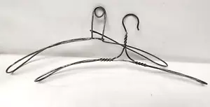 2 Vintage 1930’s Heavy Metal Twisted Wire Clothes Coat Hanger w/ Shoulder Loops - Picture 1 of 4