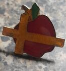 Chapeau vintage pomme ton or croix émail épingle revers éducation des enseignants religieux
