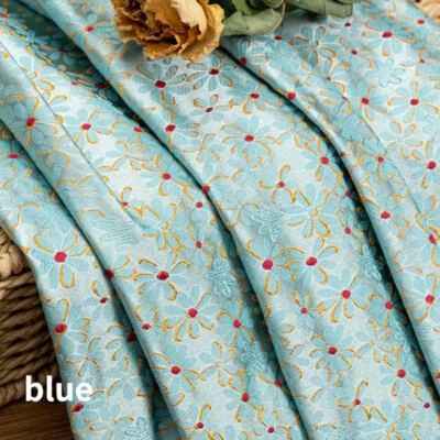 Floral Brocade Damask Fabric Faux Silk Satin Craft for Dress Cloth 75 100cm - Image 1 of 4