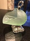 vintage Green Glass salt cellar pig/ sugar cellar helmet