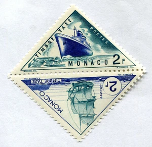 Y35/ 2 TIMBRES MONACO 1985 / TIMBRE TAXE 1F & 2F / AVIONS BATEAUX TRAINS - Imagen 1 de 2