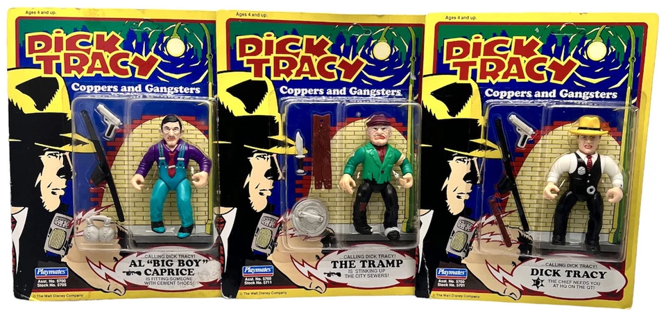 Juego de 3 figuras de acción Playmates Dick Tracy Coppers y gángsters dañadas nuevas Foto 1 de 4