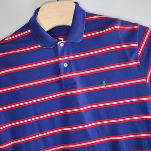 Polo Ralph Lauren Polo Shirt Men L Blue Red Striped Short Sleeve Pony Logo - Picture 1 of 8