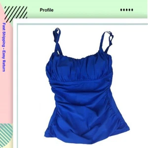 Profile By Gottex Cinched Square Neck Tankini in Perwinkle, size 12 - Picture 1 of 1