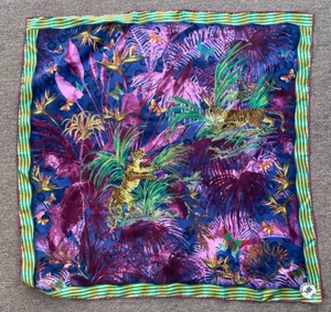 Mantero vintage tiger butterfly silk scarf square 26” x 26” - Picture 1 of 5
