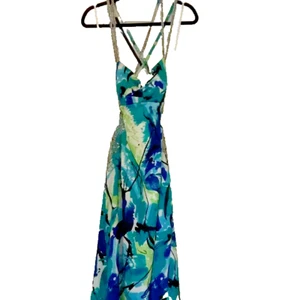 Morgan & Co. blue green black teal diamond studded women’s gown size 9/10 - Picture 1 of 6