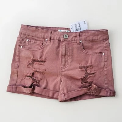Love Fire Juniors Denim Rose Cactus Flower Distressed Cuffed Shorts Size 5 - Image 1 of 4