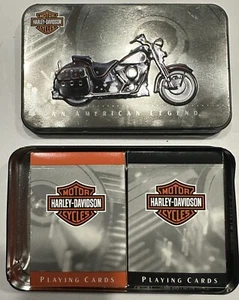 Harley Davidson Playing Cards 1998 2 Decks im Metall Sammler Tin Case - Bild 1 von 4