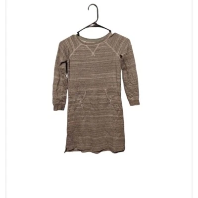 Vestido moletom Lands’ End feminino cinza tamanho 7 com bolsos manga longa casual - Imagem 1 de 4