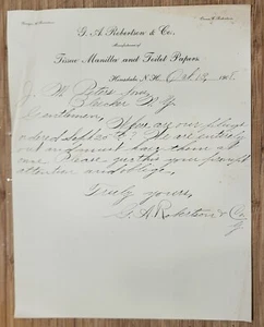 1909 Letterhead Bleecker New York New Hampshire Hinsdale GA Robertson Toilet pap - Picture 1 of 1