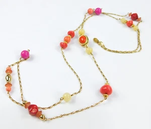 Collar De Colección Diane Von Furstenburg Estación Asimétrico Con Cuentas Tono Dorado - Imagen 1 de 5