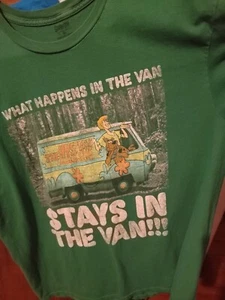 Scooby Doo Men T-Shirt XL Green What Happens In The Van Stays Mystery Machine - Picture 1 of 4