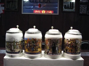Vintage Stroh's Bavarian  Lidded Steins Collection    Complete Set    1, 2, 3, 4 - Picture 1 of 10