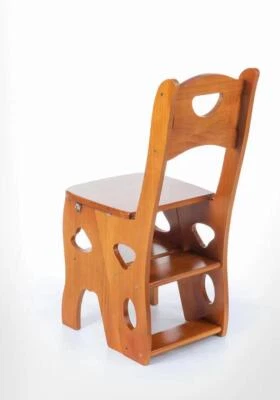 Step Stool Chair, ladder and the chair convertible, 3-Step, portable, solid wood - Image 1 of 4