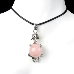 1pcs Rose Quartz Stone Gems Skull Pendants Magic Charak Reiki Healing Amulet - Imagen 1 de 1