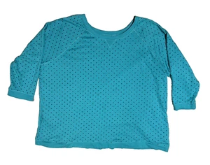 Woman Within Womens Size 5X Pullover Sweatshirt Teal Blue w/ Polka Dots Pockets - Picture 1 of 3
