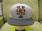 New Era NY Mets Light Gray Fitted Hat, Psychedelic Logo, Dark Gray Bill, 7 5/8