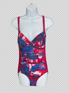 M&S COLLECTION SECRET SLIMMING TWISTED PLUNGE PINK MIX SWIMSUIT - Picture 1 of 6