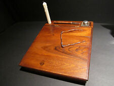 Vintage Antique Style Wood Colonial Folding Lap Writing Slope Desk Inkwell