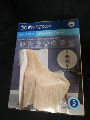 Westinghouse Manta Calentadora 50 x 60 Franela Forrada con Sherpa, Bronceada NUEVA Foto 1 de 4