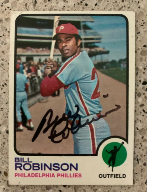 Tarjeta Topps #37 firmada autografiada por Bill Robinson (dec) Philadelphia Phillies 1973 Foto 1 de 1