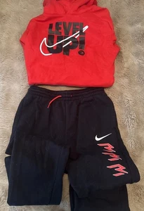 Level UP Jordan Nike Jogger set Youth Boys XL Red And Black Sweat Pants & Hoodie - Picture 1 of 6