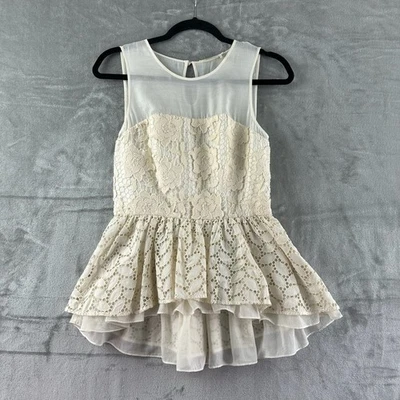 Blusa Anthropologie Floreat para mujer 6 marfil encaje peplum Foto 1 de 4