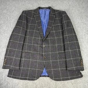 Samuel Windsor Blazer Mens UK 48R Grey Check Windowpane Tweed Wool Sports Jacket - Picture 1 of 15