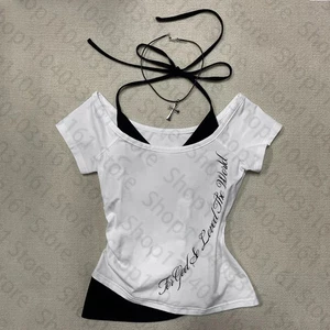 Y2k Abbigliamento Vintage Stampa Lettere Donna Kawaii Goth Trashy Y2k Top Vestiti - Foto 1 di 13