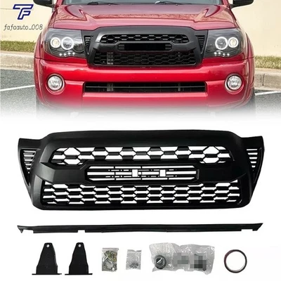 Front Bumper Upper Grille Mesh Grill Fit For 2005-2011 Tacoma ABS Matte Black - Image 1 of 4