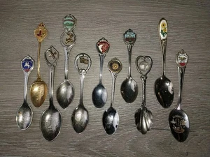 Lot Of 11 Vintage Collector Souvenir Spoons Nevade Montana Oklahoma Alaska - Picture 1 of 7