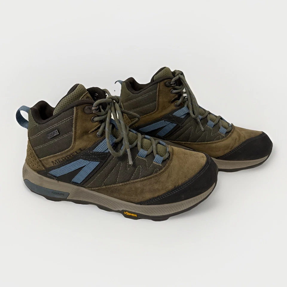 Merrell Mujer Zion Mid Impermeable Vibram Oliva/Azul Senderismo Zapatos Talla 9 J99622 Foto 1 de 4