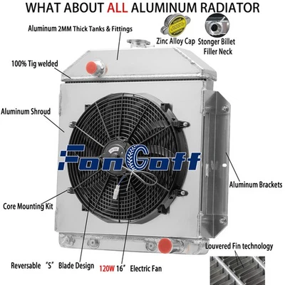 3Row Radiator+Shroud Fan Fit 1949-53 Ford Cars Sedan Club Country 3.5/3.7L V8 L6 - Изображение 1 из 4
