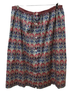 Vintage Liberty Of London Retro Print Skirt Smocked Waist Buttons Plus Size 2X - Picture 1 of 7